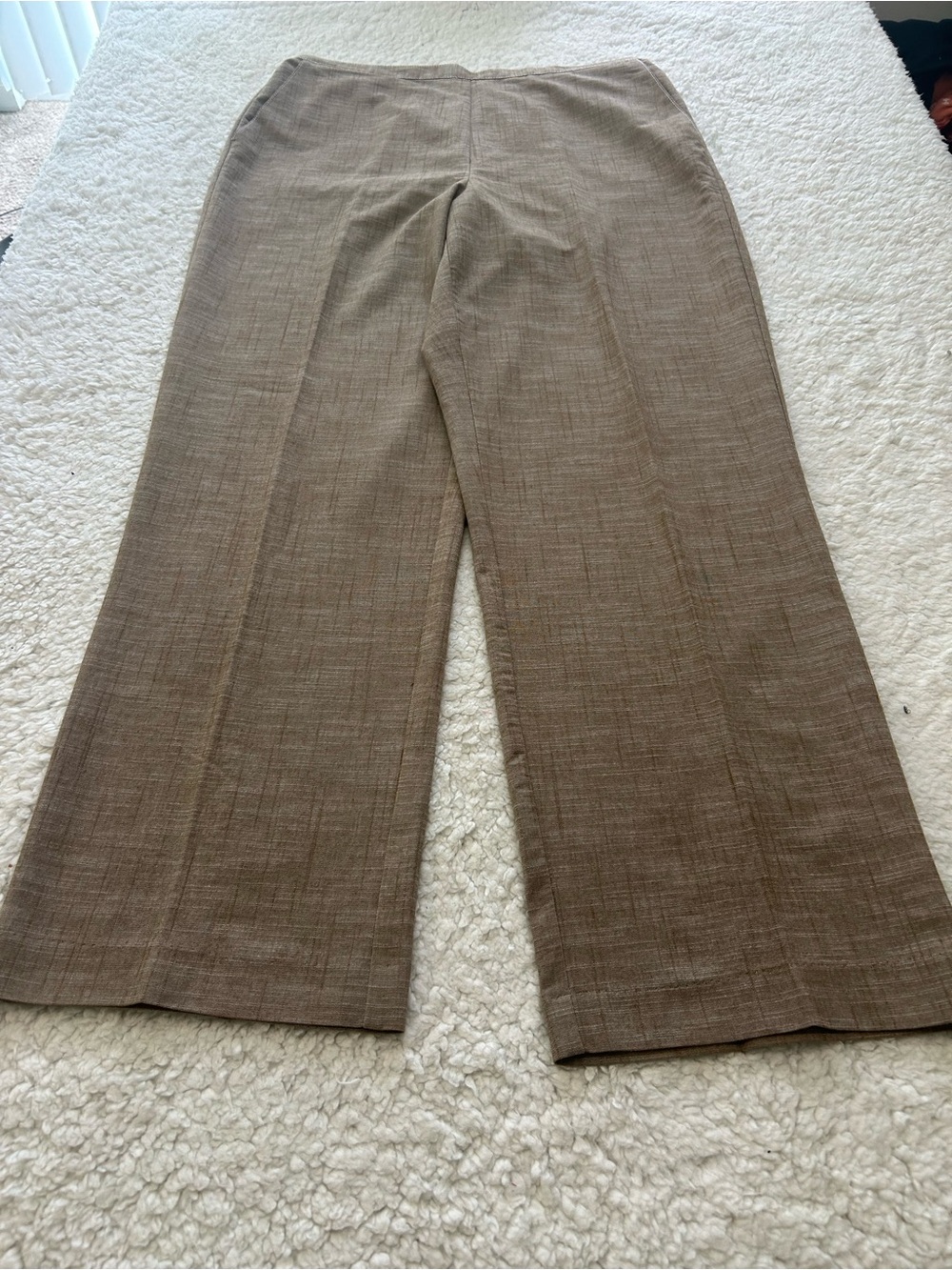 Alfred Dunner Taupe Elastic-Waist Wide Leg Pants